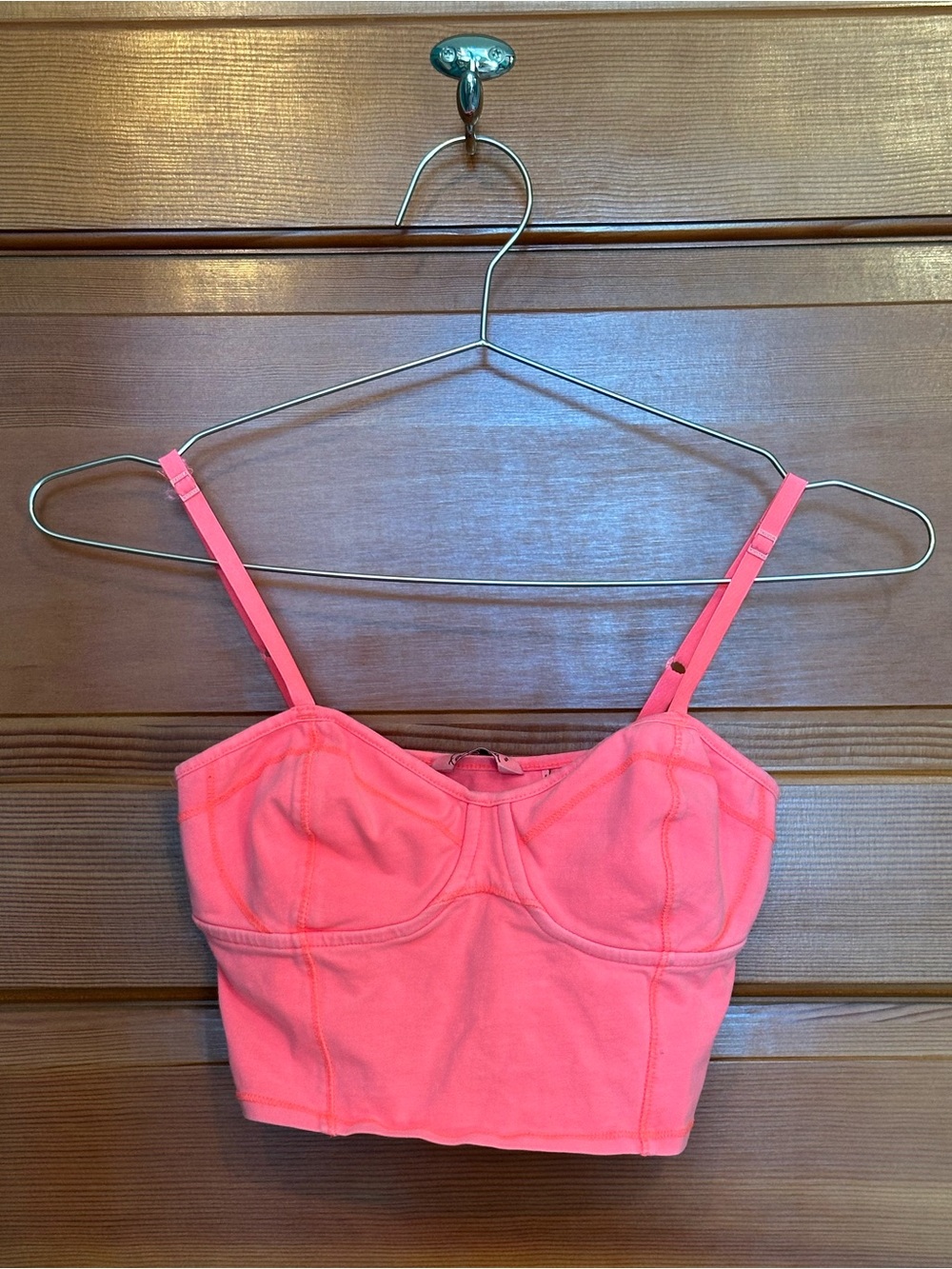 Aritzia Talula Coral Pink Bustier Crop Top